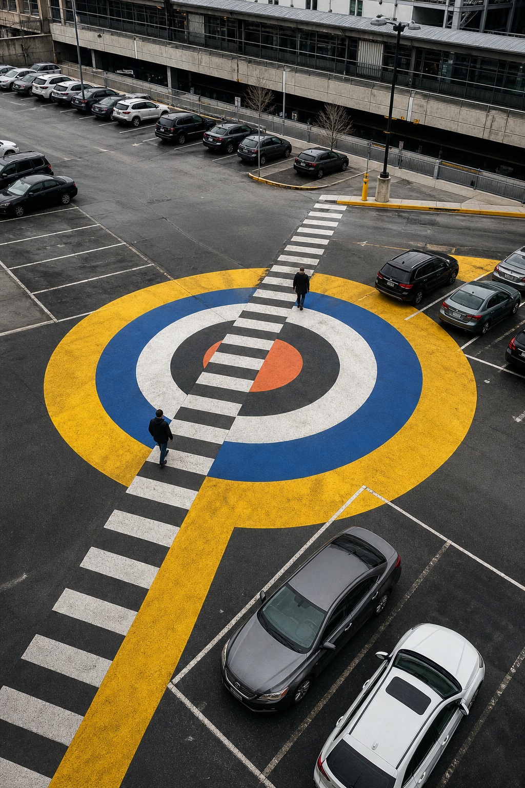 Parking space or crosswalk used as an advertising canvas