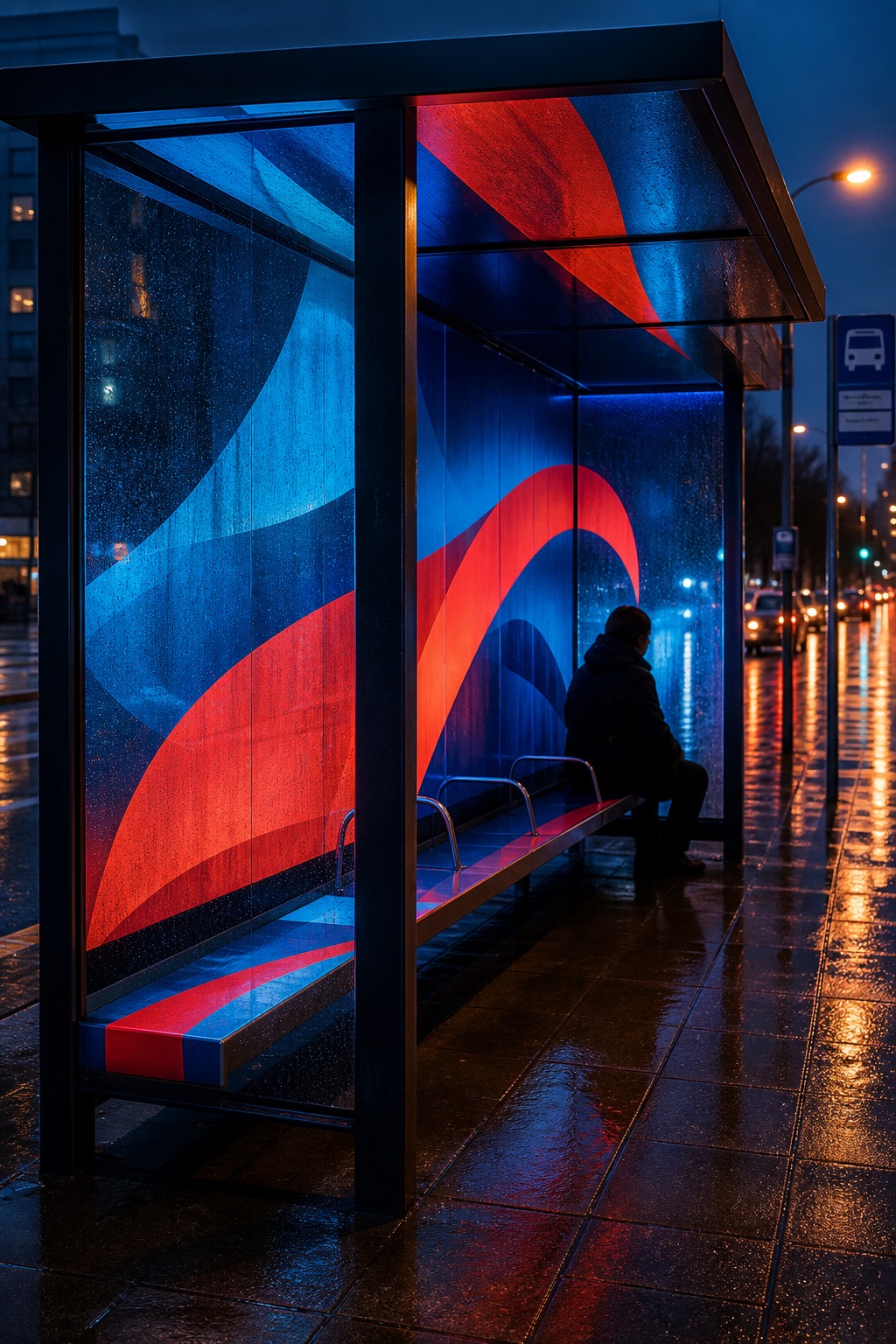 Bus shelter or construction hoarding turned into an ambient ad