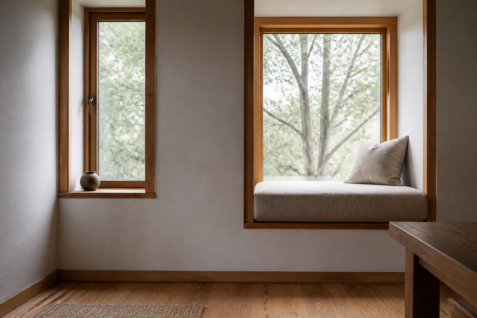 Comparison of a shallow window ledge and a deep bench seat