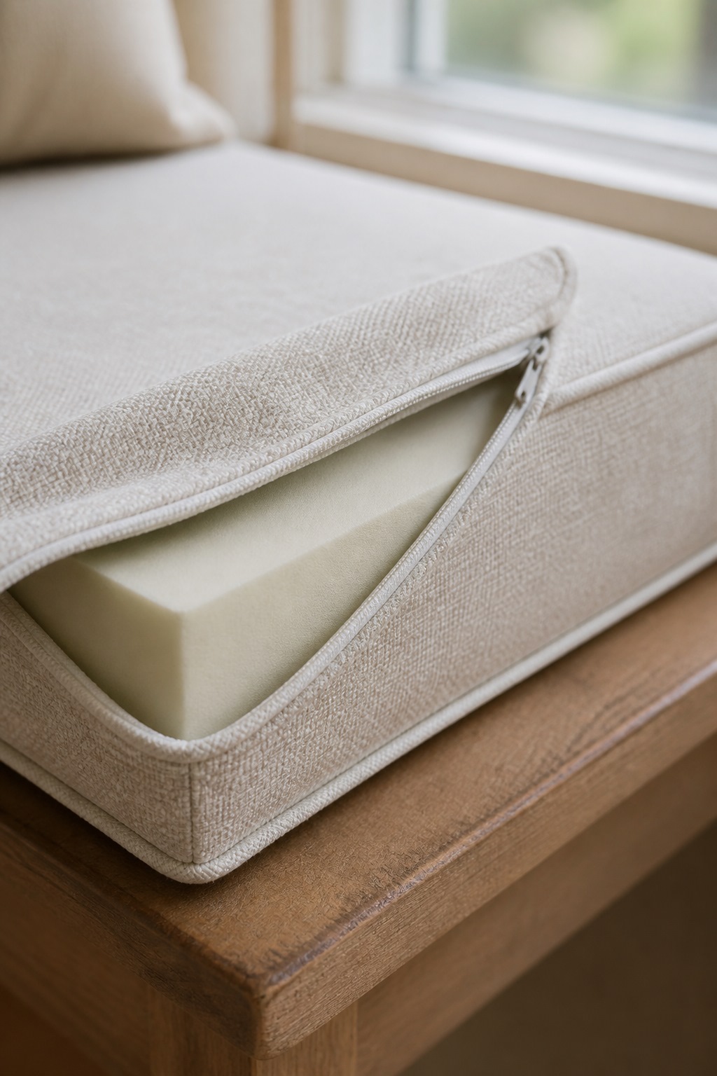Seat-cushion piping and a removable cover corner
