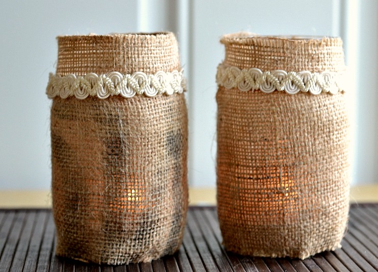 Burlap tea candle luminaries