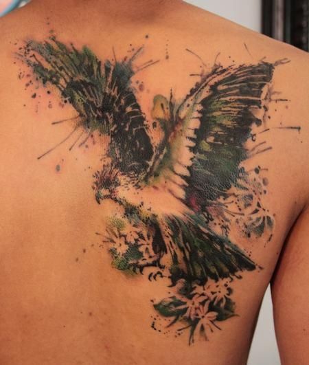 Watercolour tattoo on the body
