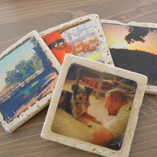 Square handmade coaster detail