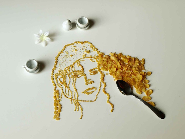 Musician portrait in corn flakes