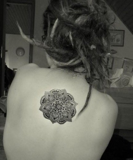 Mandala over existing ink
