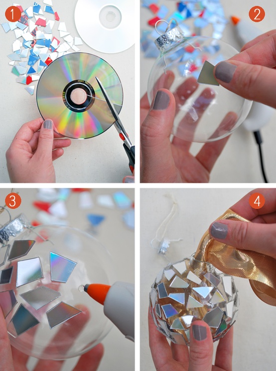 Mosaic ornaments from CDs