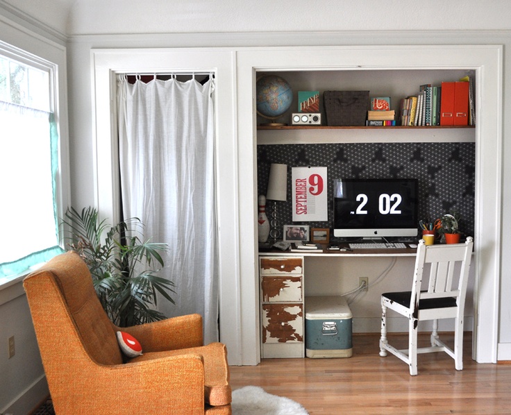 Closet office desk built into a wardrobe