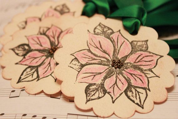 Stamped Christmas gift tags