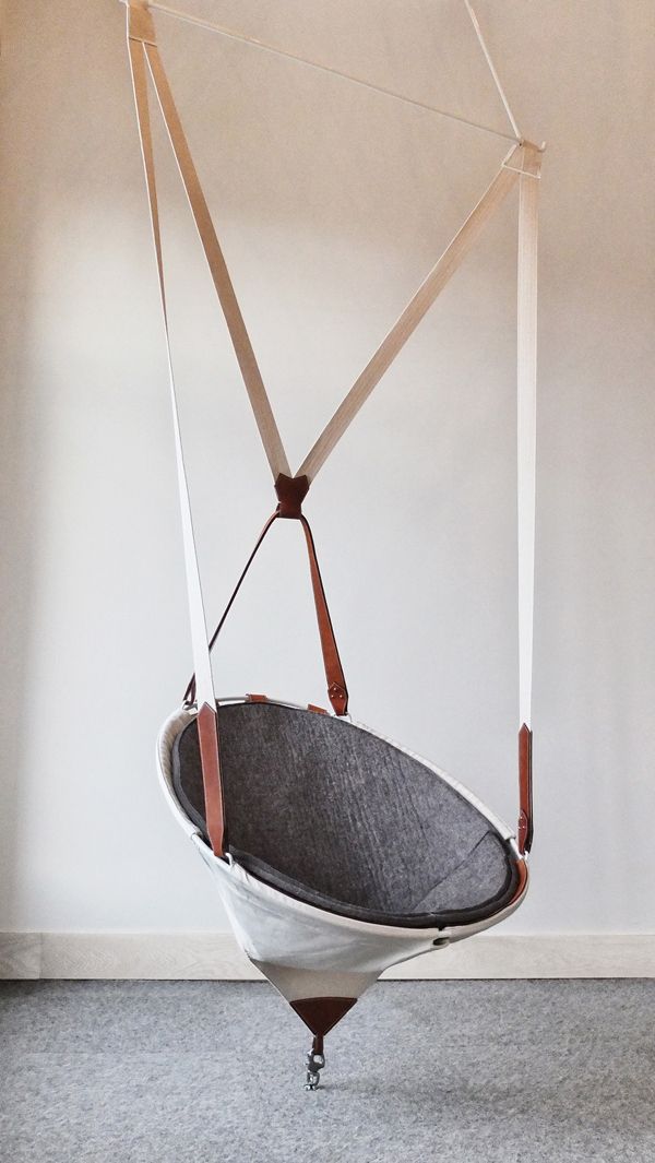 Indoor swing near bookshelves