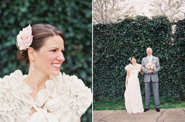 Bridal cape layered over a formal gown