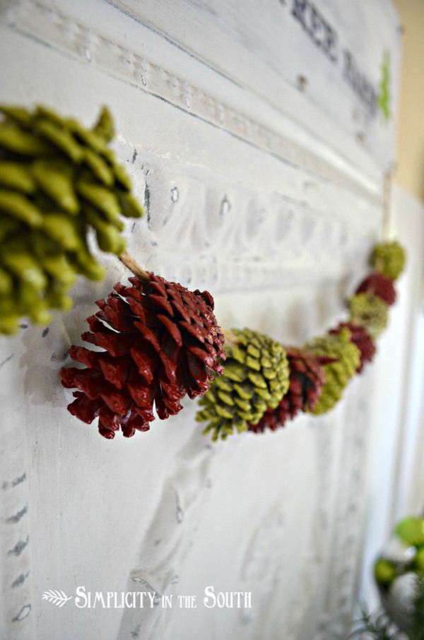 painted pine cone garland