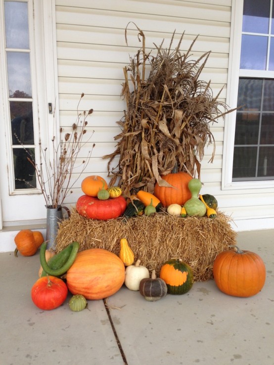 Fall porch with natural harvest elements