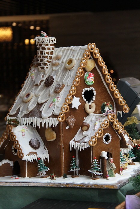 Gingerbread house with snow icing