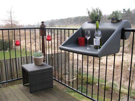 Wide view of a narrow planted balcony