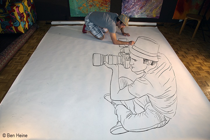 Ben Heine photo and sketch combination
