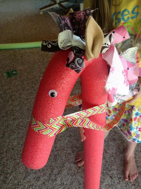 Pool noodle used for organization at home