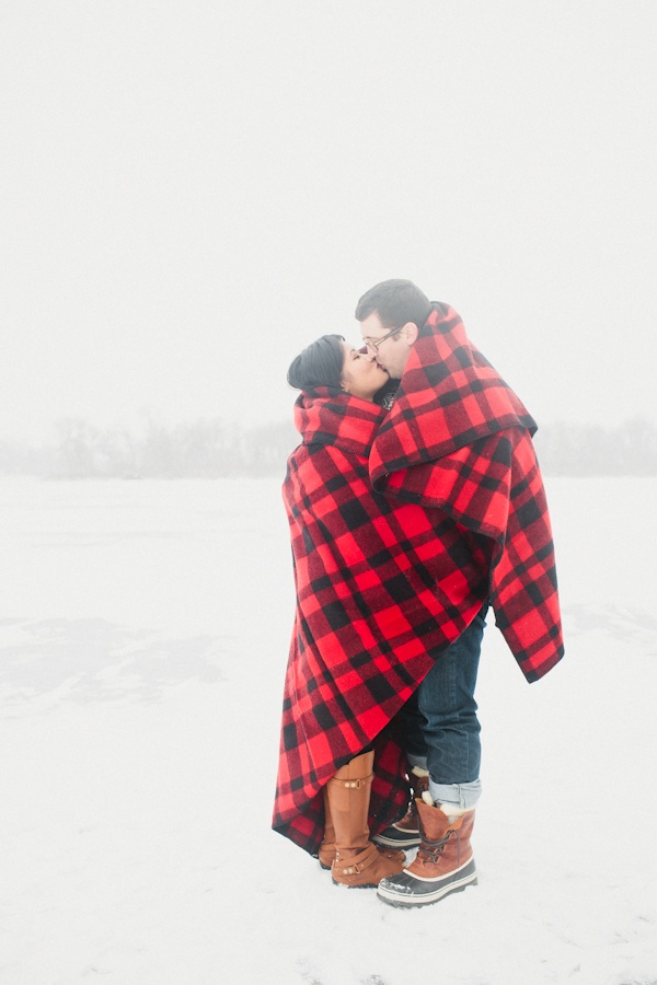 Couple portrait in seasonal holiday engagement style