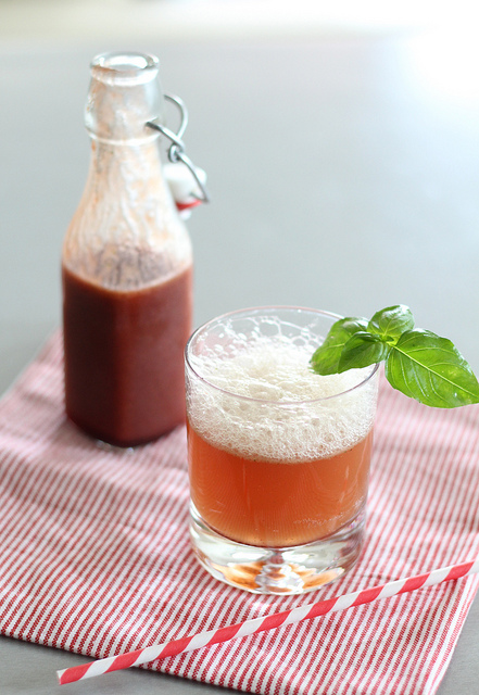 Cherry basil soda