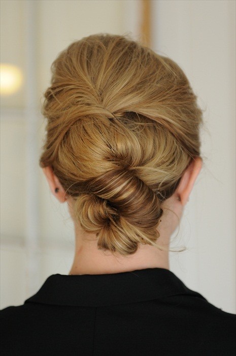 Low elegant bun hairstyle