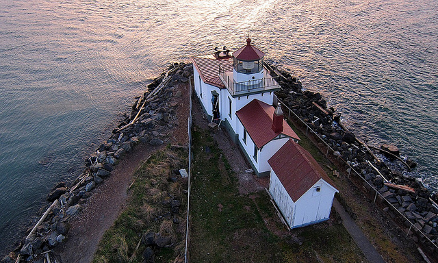 West Point Lighthouse in Discovery Park, Seattle, WA