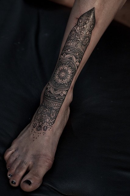 Black and grey mandala portrait