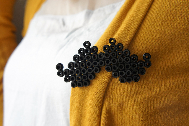 Mustache felt brooch