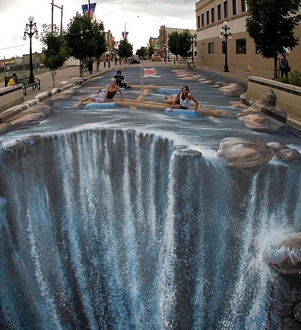 Vertical 3D street art composition