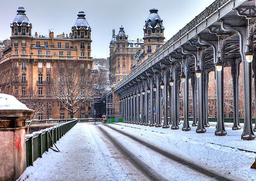 Paris winter cityscape