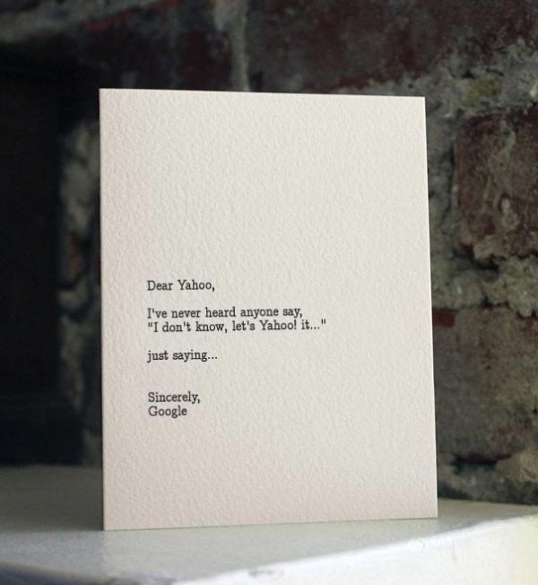 Letterpress humour card Dear Blank Please Blank
