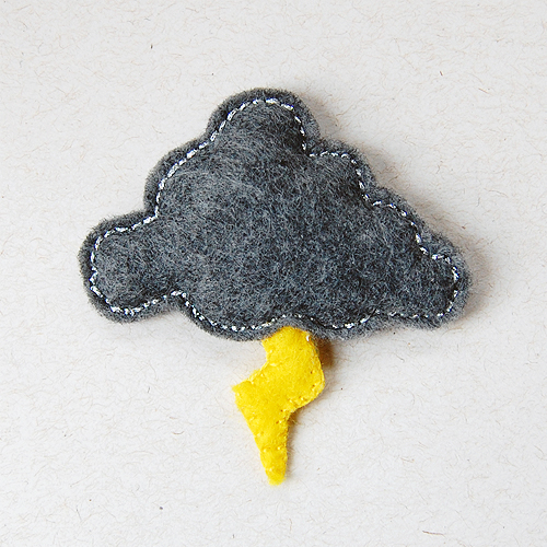 Cloud and lightning brooch