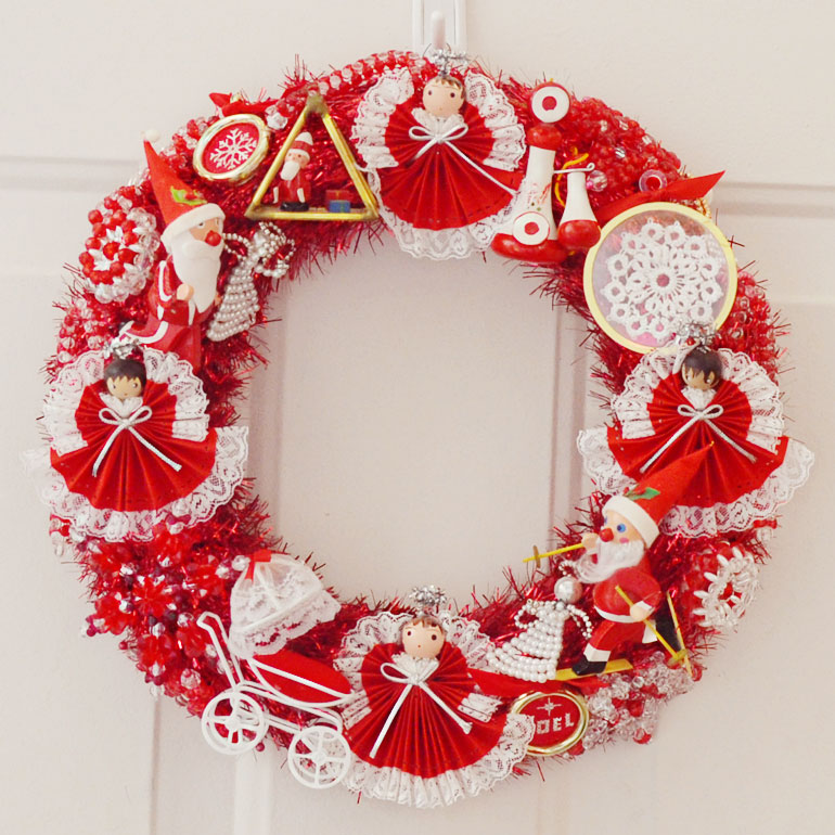 Bright candy-style holiday wreath