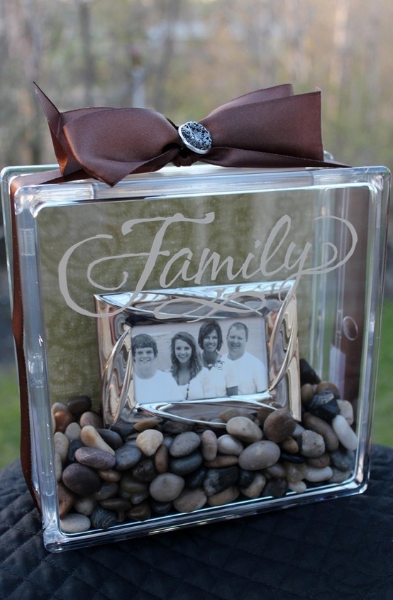 Glass block family memory keepsake