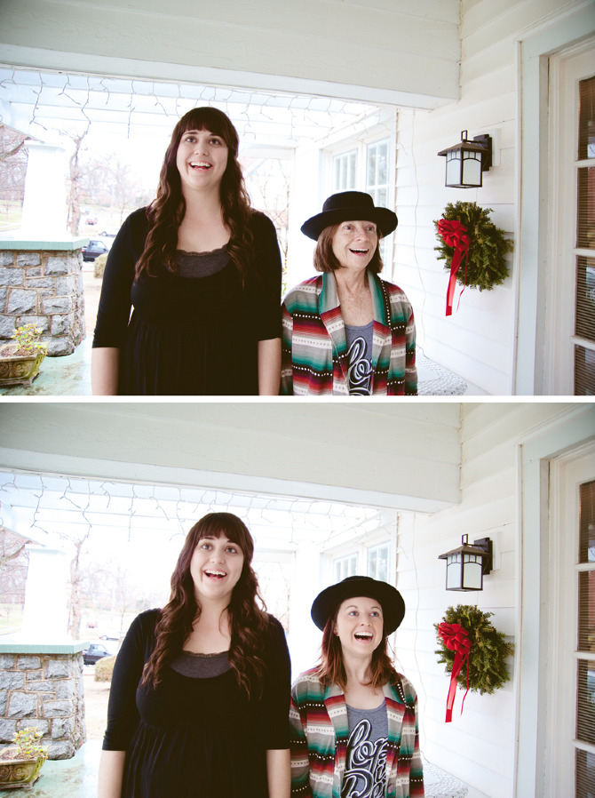 Mother and daughter identical pose photography