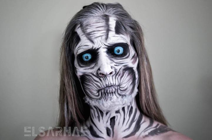 Pop culture face paint transformation