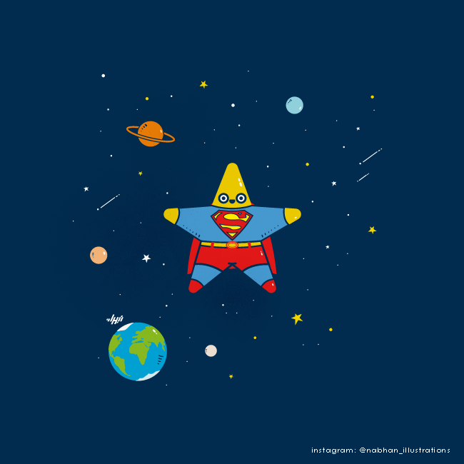 Star character in Superman costume in space