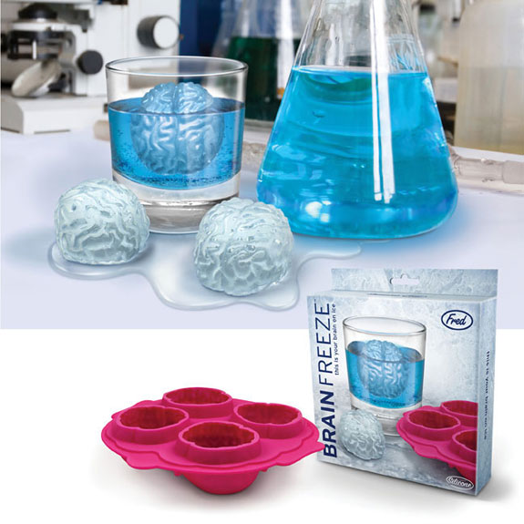 creative-ice-cubes2 Brain Freeze anatomical brain ice cubes in blue lab-style drink