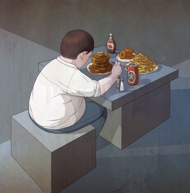 Surreal or symbolic figure illustration