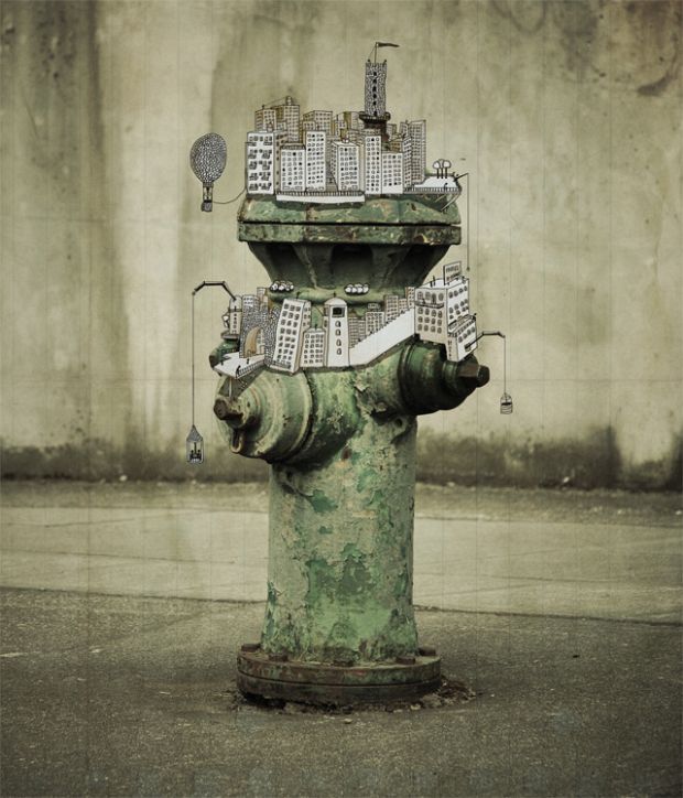 Johan Thörnqvist imaginary city over a photograph