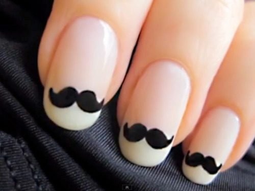 Playful mustache nail art