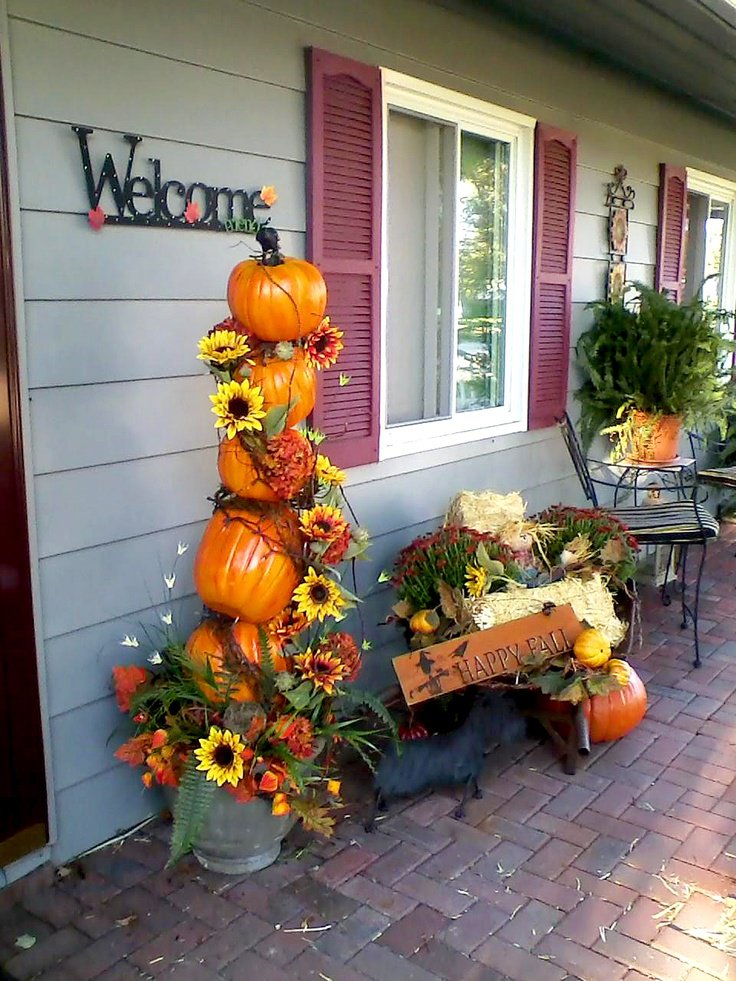 Natural autumn porch materials