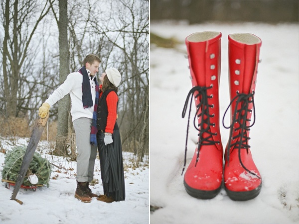 Winter holiday engagement inspiration photo