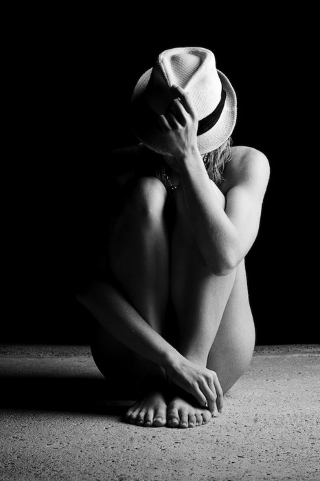 Open mid-tone monochrome portrait