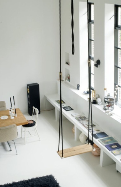 Relaxing hanging chair interior