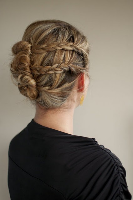 Side braided elegant updo