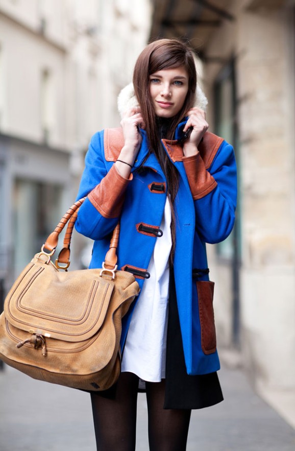 Street style look with deliberate bag and shoe balance