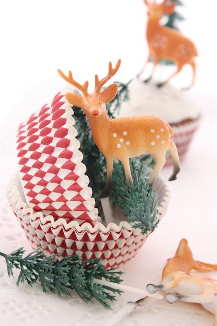 Decorated holiday cupcake close-up