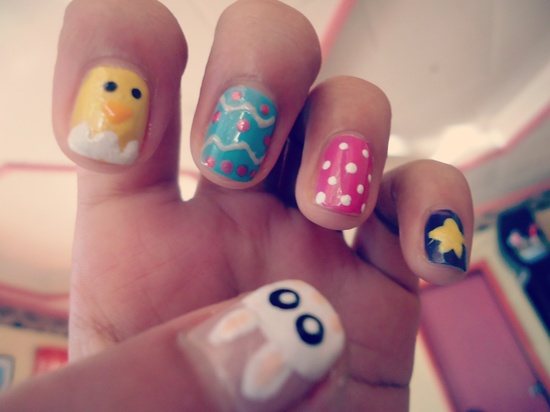Floral Easter nail art idea