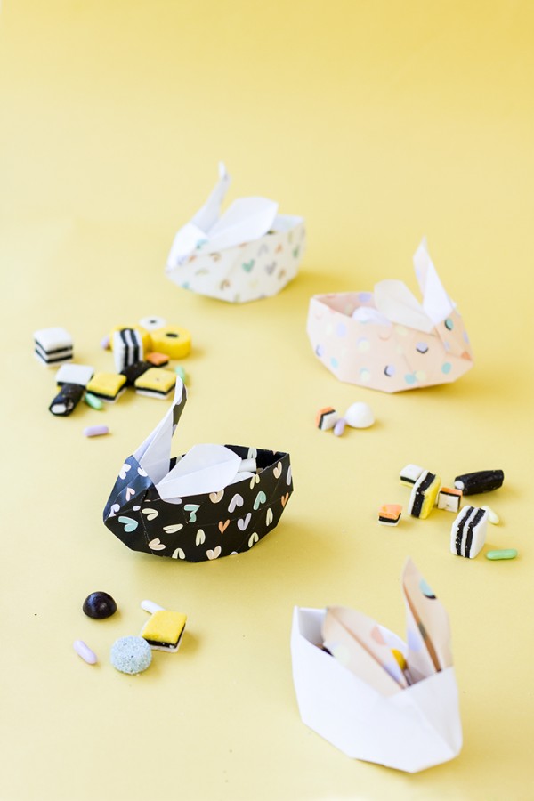 Origami bunny baskets