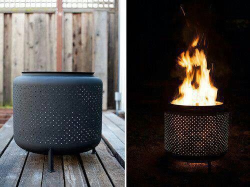 Fire pit made out of an old dryer drum