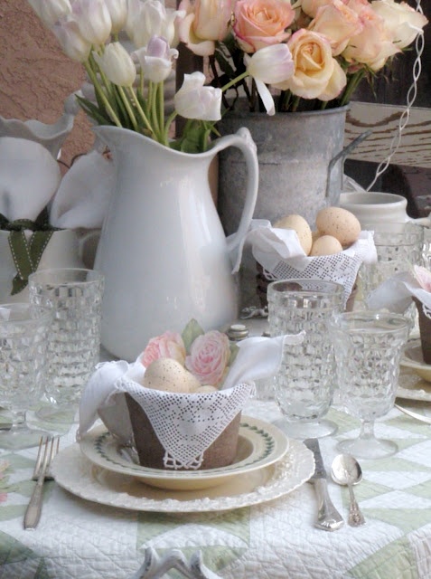 Pastel Easter tablescape